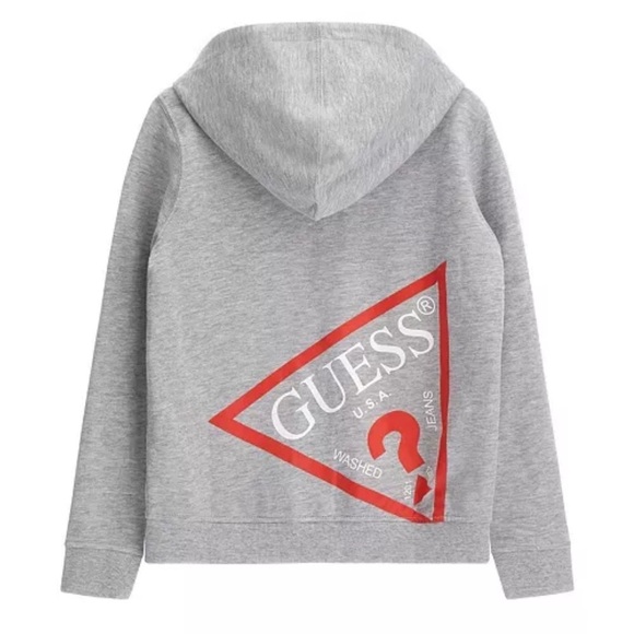GUESS Big Boys Triangle Logo French Terry Zip Hoodie Guess Kids Hoodies 12, 16 - Picture 3 of 10